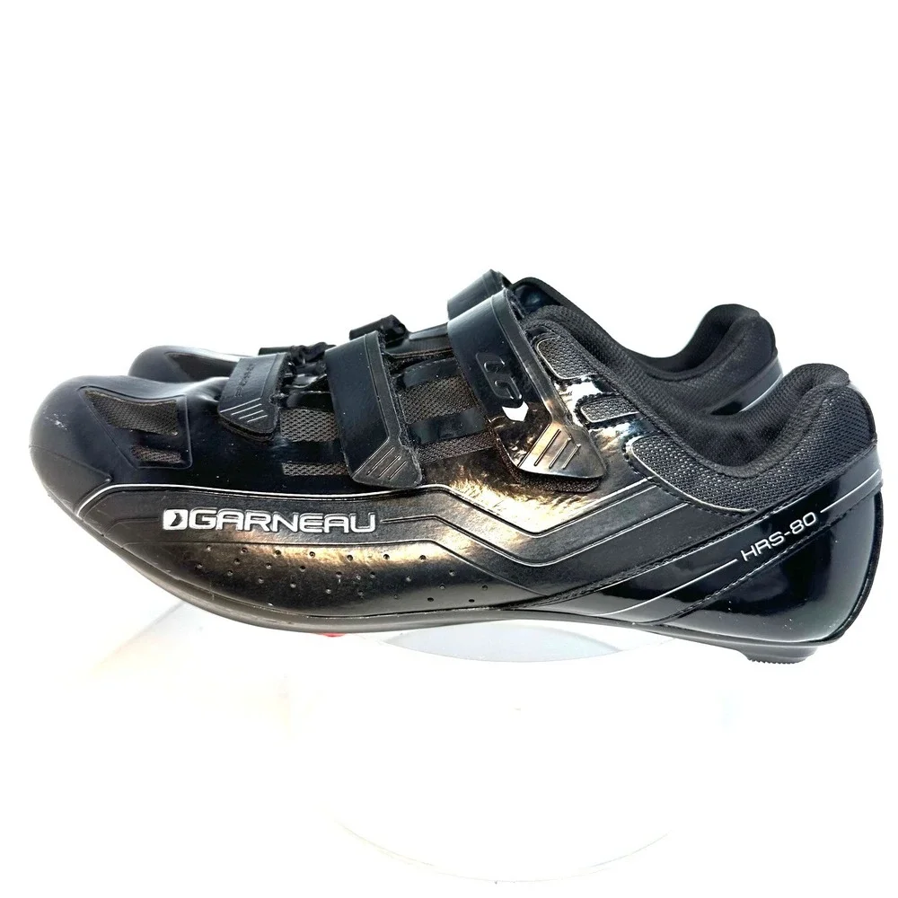Louis Garneau Chrome Men Black Road Cycling Shoes HRS-80 Triple Strap Sz 14-14.5